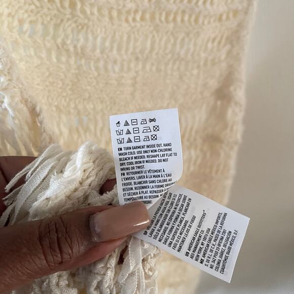 American Eagle Outfitters Crochet Tank Top Womens Medium Cream Boho Chic Beachy - Picture 5 of 7